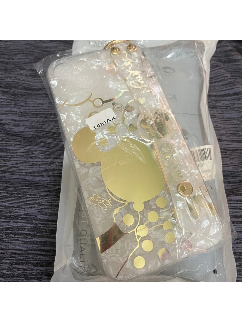 New Lot of 4 Gold Minnie Mouse Wristband Case iPhone 14 Pro Max Clear Strap